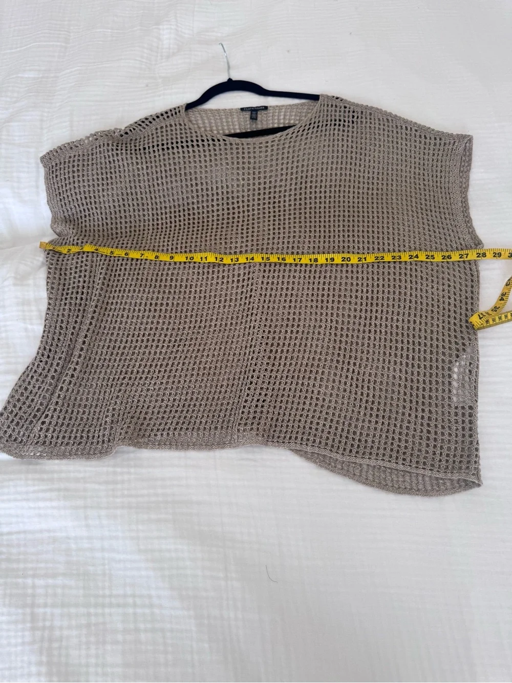Eileen Fisher Organic Linen Bateau Neck Open Weave Sweater in Taupe - Picture 6 of 6